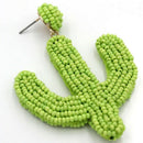 Bohemian Rice Beads Earrings Personality Creative Green Bead Cactus Stitchi P2V6