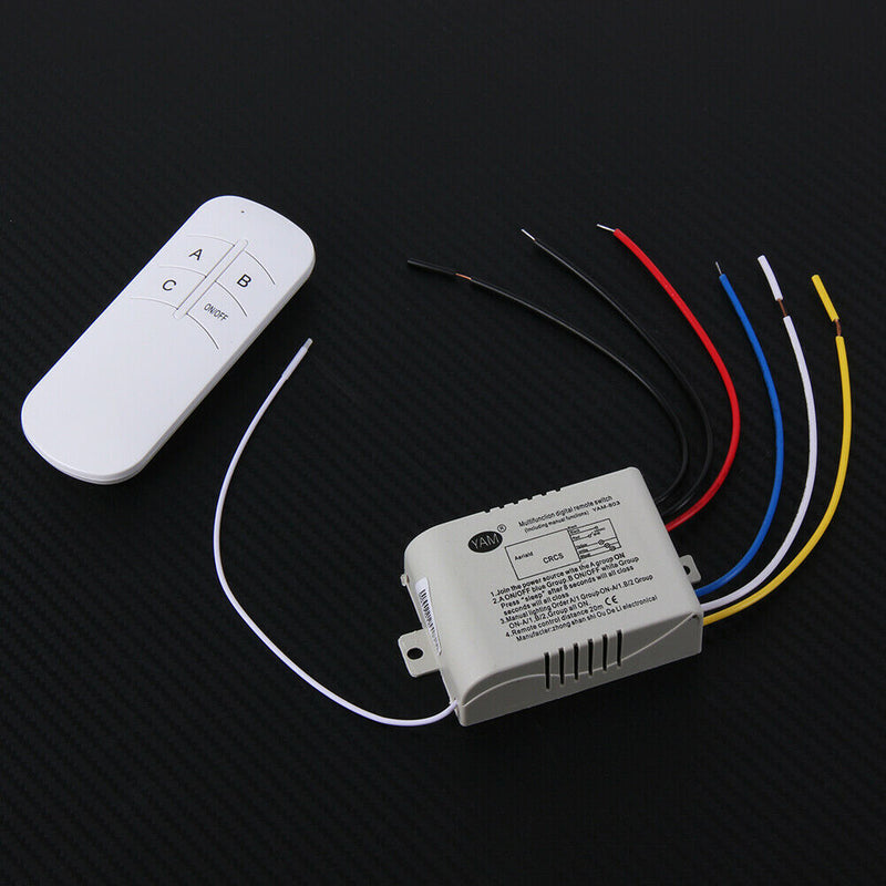 Wireless ON/OFF 3-Way 220V LED Lamp Remote Control Switch Receiver Transmitter