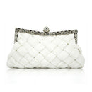 WHITE satin bridal evening prom clutch handbag purse