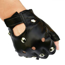 Leather Fingerless Short Gloves Black Rivets Stud Half Finger Mittens Fashio Gw
