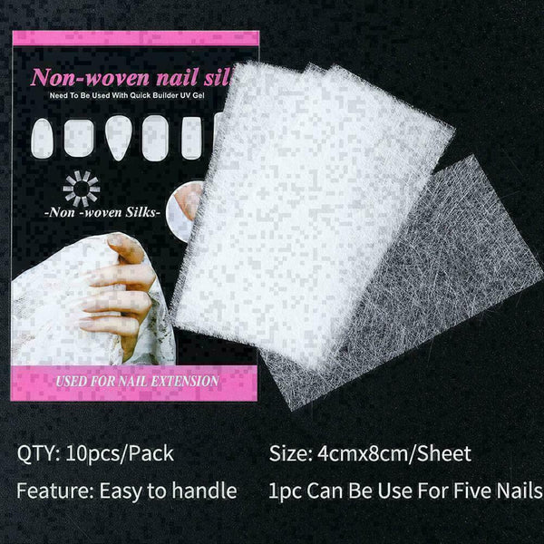 10X Nail Form Fiber Glass Nail Art Fiberglass Non-woven Extension Tips Silk I8V4