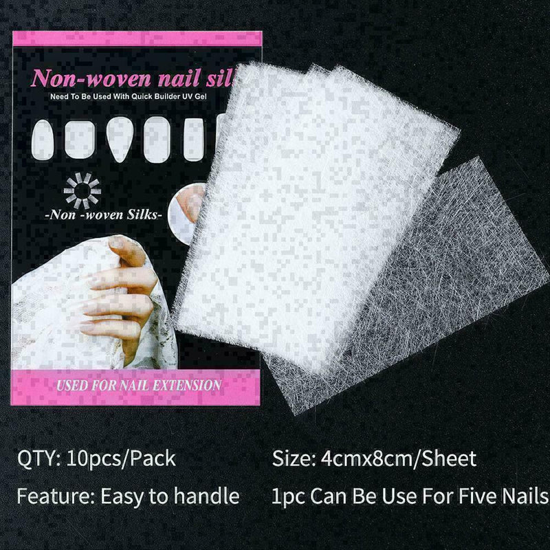 10X Nail Form Fiber Glass Nail Art Fiberglass Non-woven Extension Tips Silk I8V4