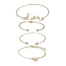 4pcs/set Fashion Women Bangle Triangle Love Twist Cactus Bracelet Jewelry