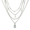 Star Opal Pendant Women Necklace Multi-layer Sweater Choker Jewelry Gifts
