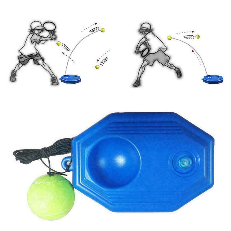 1* Blue Tennis Training Tool Selfstudy Practice Rebound Ball Baseboard H7O4
