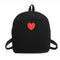 Preppy Chic Girls Canvas Love Printed Backpack Simple School Bag(Black)