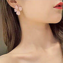 Korean Girls Flower Ear Stud Casual Women Sweet Earrings Jewelry (Pink)