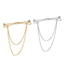 2pcs Collar Pin Bar Shirt Tie Stick Pin Brooch with Chain For Men Women