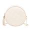 Pure Color Plaid Shoulder Handbags Women Round Tassel Crossbody Bag (Beige) A#S
