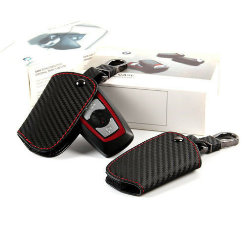 Real Leather Carbon Fibre Style Key Cover Case For BMW 1 2 3 4 5 6 7 Series