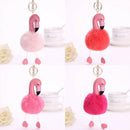 Flamingo Keychain Fluffy Faux Rabbit Ball Key Chain Women Car Bag Key Ring JClj