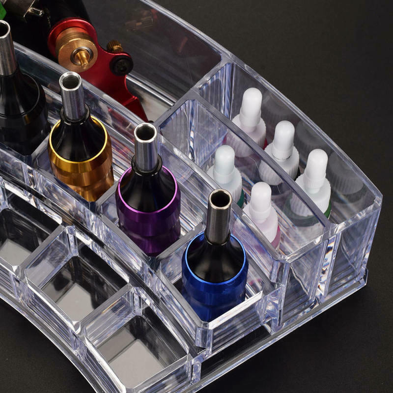 17 Grids Acrylic Transparent Tattoo Pen Ink Storage Organizer Display Stan AIV