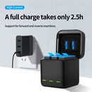 3 Ways Battery Charger for Gopro Hero 9 Li-ion Smart Power Case Storage Box