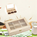 6 Compartments Tea Box Natural Wood Tea Bag Durable Jewelry Organizer Stora