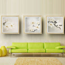 Modern Abstract White Flower Wall Art Oil Painting White Flower 3Pcs 40x40cm