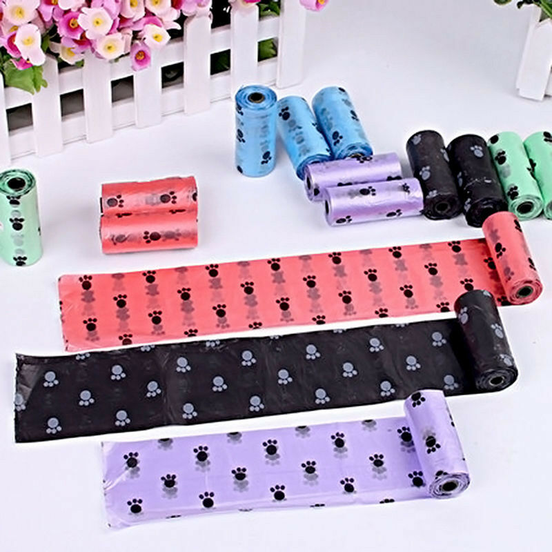 5 Rolls Pet Dog Cats Waste Plastic Bag Degradable Poop Clean Up Bags & Refills