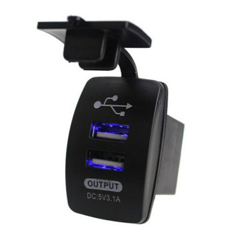 Waterproof Dual USB Port Charger 12-24V 3.1A Motorcycle Car Socket LED Plug QQL