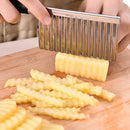 Stainless Steel Potato Chip Slicer Dough Vegetable Fruit Wavy Slicer KnifeB Ew