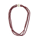 3-strand Ruby Beads Chain Statement Beaded Choker Layered Strands Necklace for
