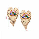 Women Fashion Alloy Leaf Dangle Earrings drill Earrings Statement For Women
