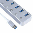 Alumunium 3.0 Hub Super Speed 7 Ports External Micro-USB Hub Splitter Porta
