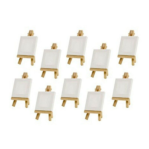 10 Sets Mini Display Easel With Canvas 8X8Cm Wedding Table Numbers Painting K2K6
