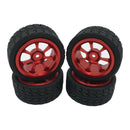 4Pieces Tires Wheel Rims Set fits WLTOYS 144001 1:14 A959 A949 RC Parts Red