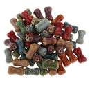 50x Ceramic Bone Shape Beads Spacer Loose Beads for Hair Band Headband DIY