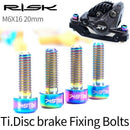 Risk 4Pcs M6X20 Mtb Bike Disc Brake Screws Titanium Alloy Titanium Stem Bol