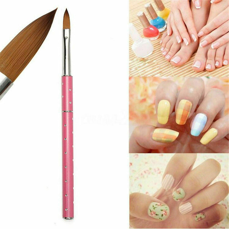Pro Nail Art Brush Tool For Acrylic & Metal Handle With Diamond Kolinsky Hair 8#