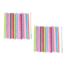 50x Mixed Colored Stripe Drinking Straws With Cleaning Brush Party Tableware