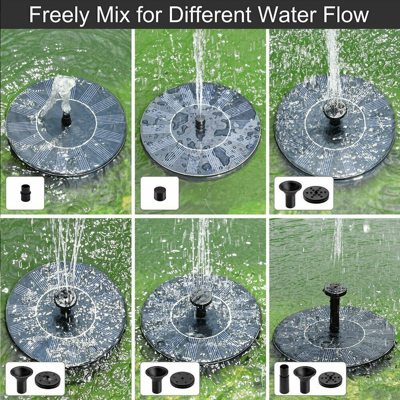 Bird Bath Fountain Solar-Powered Water Pumps Floating Outdoor Pond Garden Patio