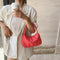 Nylon Casual Women Handbag Female Solid Underarm Shoulder Bag (Rose Red)