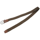 Men Leather Braided Elastic Stretch Metal Buckle Belt Waistband Dark khaki