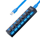 7-Port USB 3.0 Multi Charger Hub +High Speed Adapter ON/OFF Switch Laptop/PC