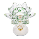 Crystal Buddhist Lotus Tea Light Candle Holder Light Oil Lamp Base Green