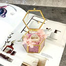 Hexagon Transparent Glass Ring Box Wedding Ring Box Geometric Clear Glass J B7Z4