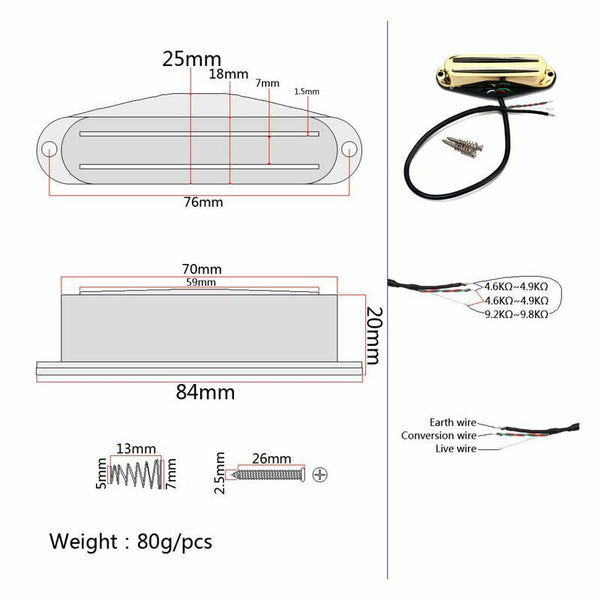 Fastmusic Belcat Guitar Hot Rails Pickup for ST Parts Ferrite Mini Humbucke