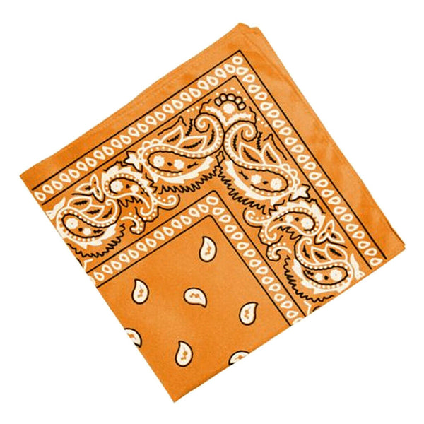 Novelty Double Sided Paisley Print Cowboy Bandana Head Wrap Wristband Orange