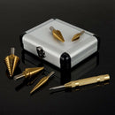 1X(5Pcs Titanium Step Drill Bit Set With Automatic Center Punch, 50 Sizes I