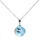 Charm White Clouds Blue Sky Birds Glass Ball Pendant Necklace Terrarium 2.8cm