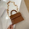 Women Mini Shoulder Bag Alligator PU Tote Chain Crossbody Pouch (Brown)