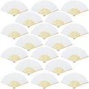 18 Pieces White Handheld Fans Cloth Fans Bamboo Folding Fans For Wedding De G1W6