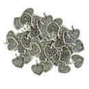100x Alloy Filigree Heart Charms Necklace Pendant for Jewelry Making Craft