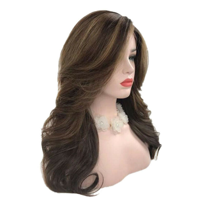 Chemical Fiber Fluffy Lady'S Long Roll Brown Wig Wave Roll Wig Hair Set Hig V9B1