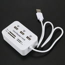 3 Ports USB 2.0 HUB Multi-card Reader for Sd/mmc/m2/ms Mp-all in One (White
