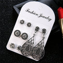4Pairs/Set Bohemian Rhinestone Crystal Stud Earrings Women Charm Party Jewelry M