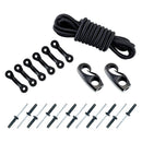 Marine Kayak Rigging Deck Bungee Kit Tie Down String Nylon Padeyes Rivets
