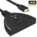 HDMI 3 Port Splitter 4Kx2K Splitter 3 in 1 Output Ports Full Remote Switch