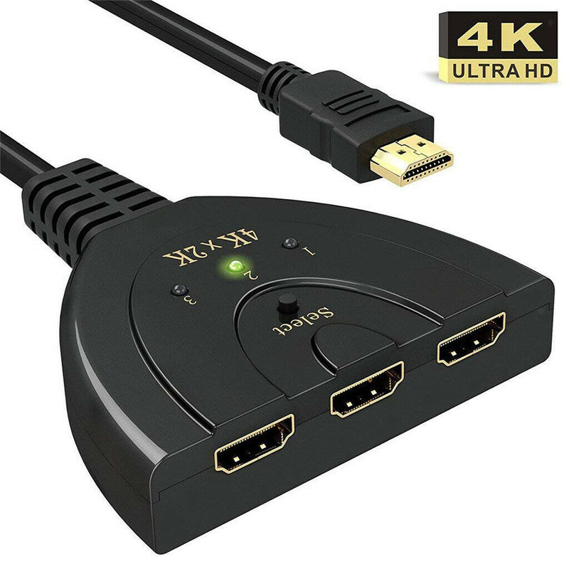 HDMI 3 Port Splitter 4Kx2K Splitter 3 in 1 Output Ports Full Remote Switch